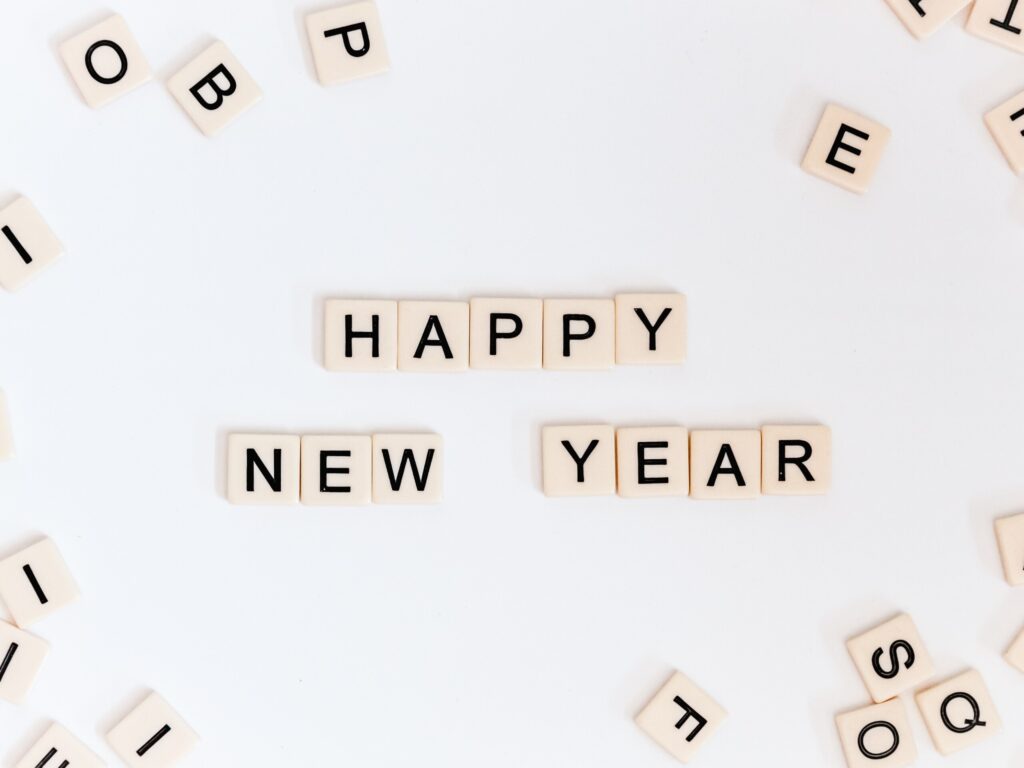 tiles spell out happy new year